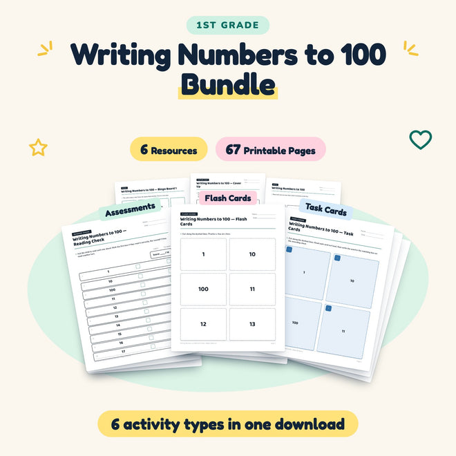 Writing Numbers to 100 Bundle | 1st Grade (6 Resources) — cover