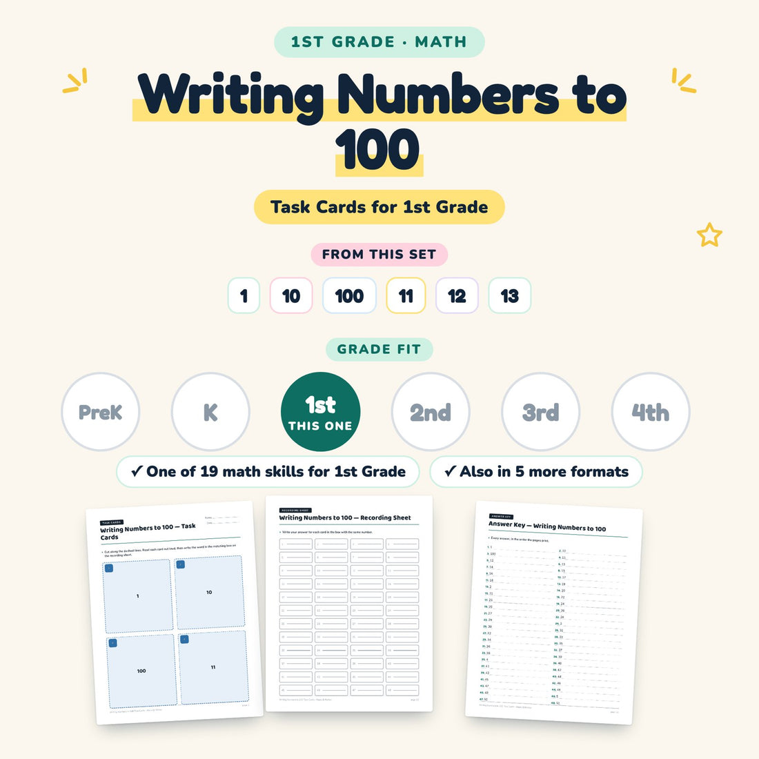 Writing Numbers to 100: skill and grade fit