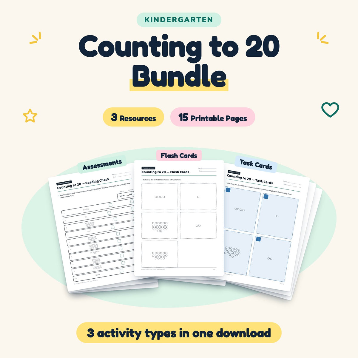 Counting to 20 Bundle | Kindergarten (3 Resources, 15 Pages) — cover