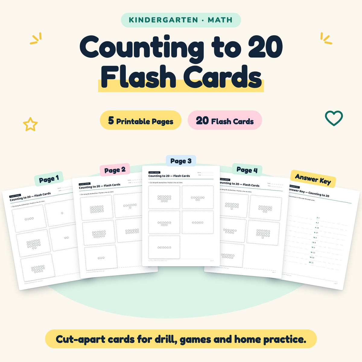 Counting to 20 Flash Cards | Kindergarten Math (20 Cards) — cover