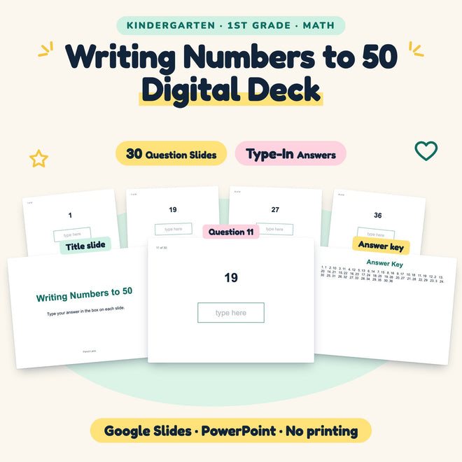 Writing Numbers to 50 Digital Activity | K–1st Grade — cover