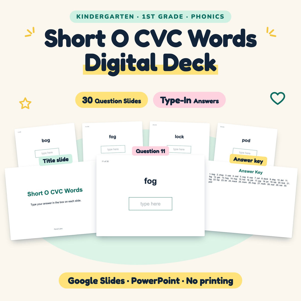 Short O CVC Words Digital Activity | K–1st Grade — cover