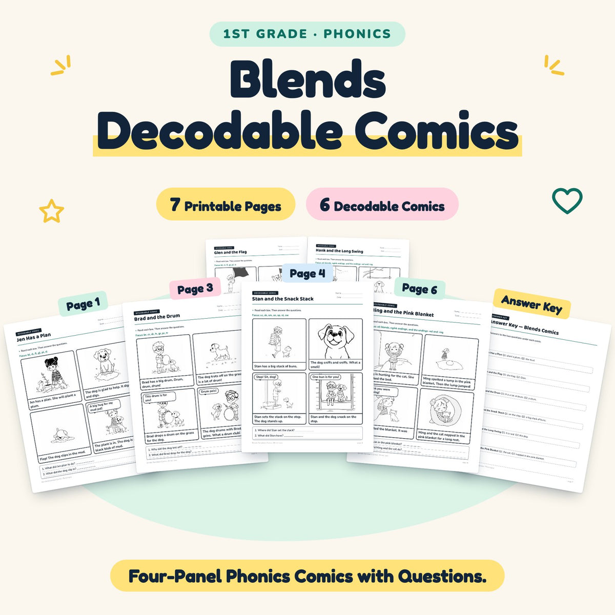 6 Blends Decodable Comics — cover