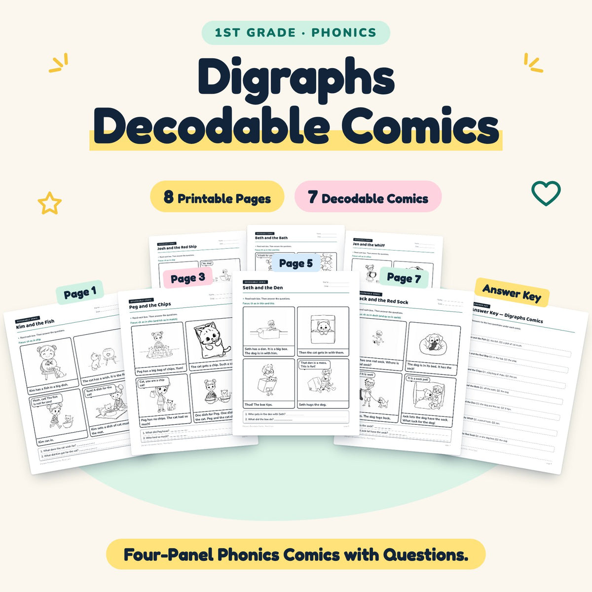 7 Digraphs Decodable Comics — cover