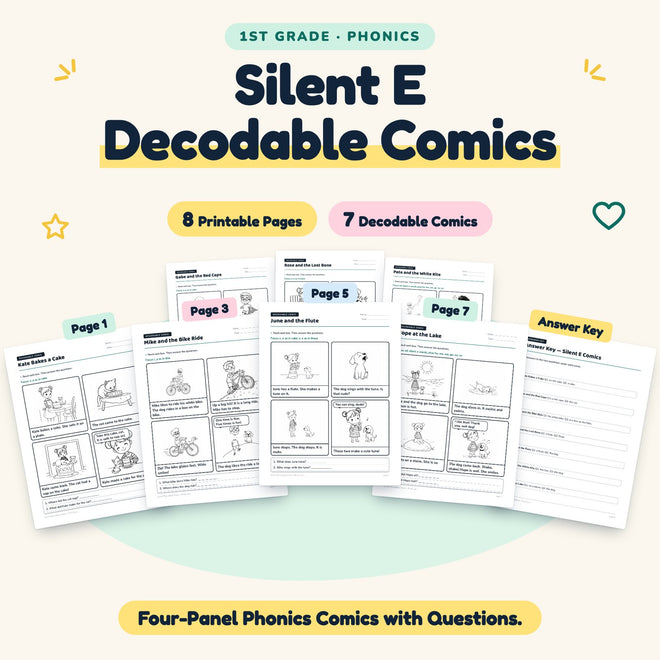 7 Silent E Decodable Comics — cover