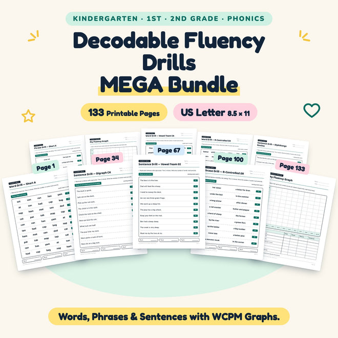 126 Decodable Fluency Drills MEGA Bundle — cover