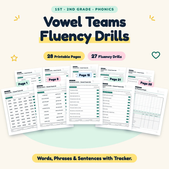 27 Vowel Teams Fluency Drills — cover