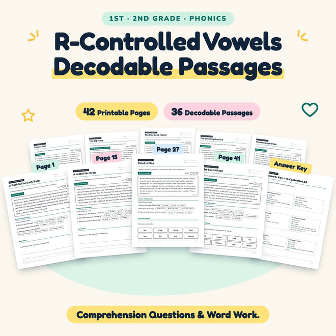 36 R-Controlled Vowels Decodable Passages — cover