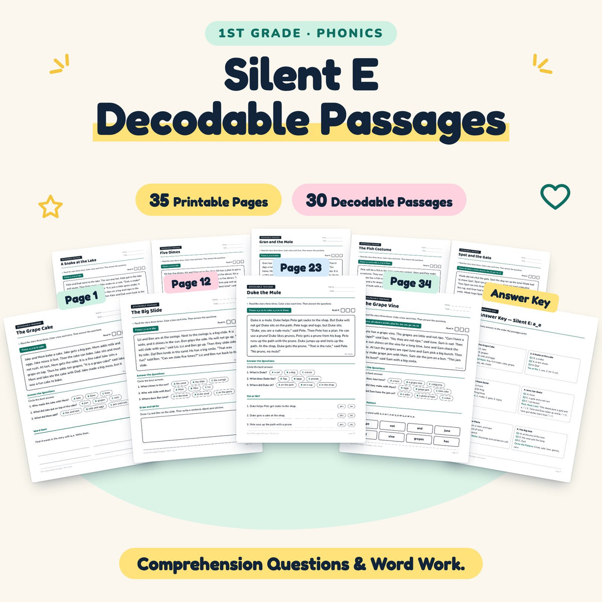 30 Silent E Decodable Passages — cover