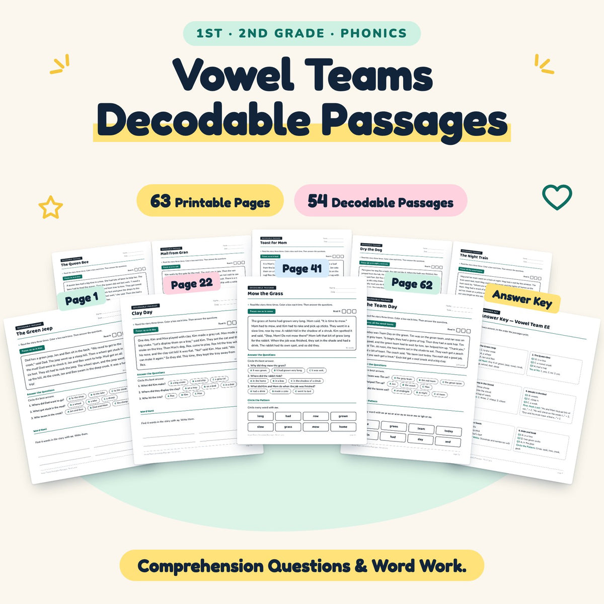54 Vowel Teams Decodable Passages — cover
