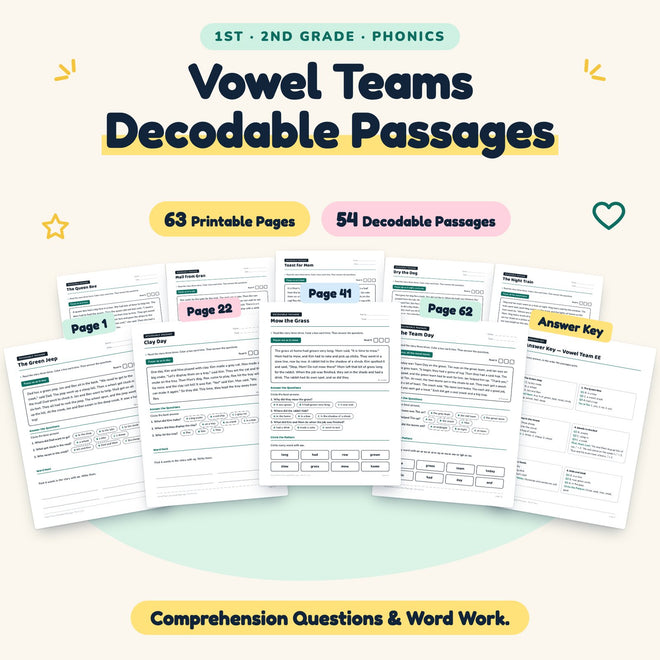 54 Vowel Teams Decodable Passages — cover