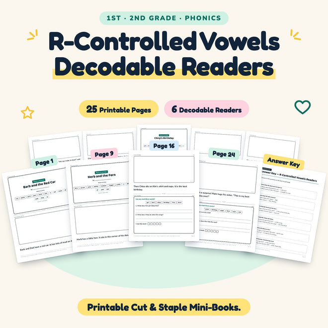 6 R-Controlled Vowels Decodable Readers — cover