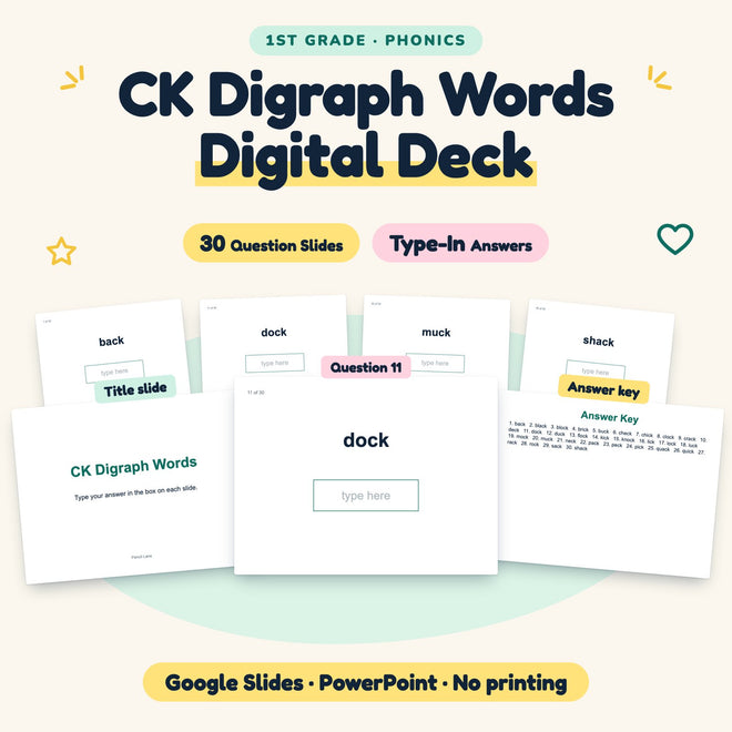 CK Digraph Words Digital Activity | Google Slides, 1st Grade — cover