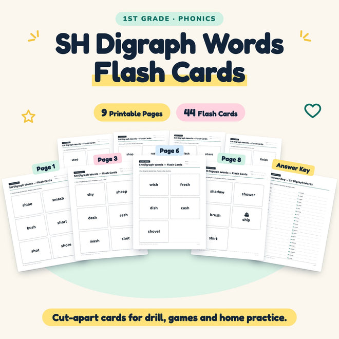 SH Digraph Words Flash Cards | 1st Grade Phonics (16 Cards) — cover