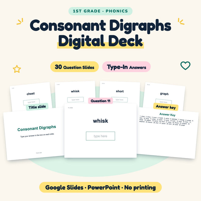 Consonant Digraphs Digital Activity | 1st Grade — cover