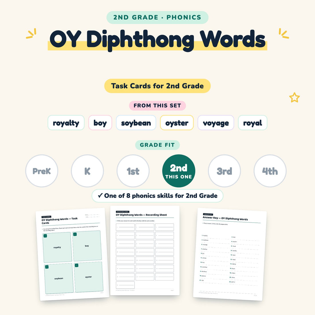 OY Diphthong Words: skill and grade fit