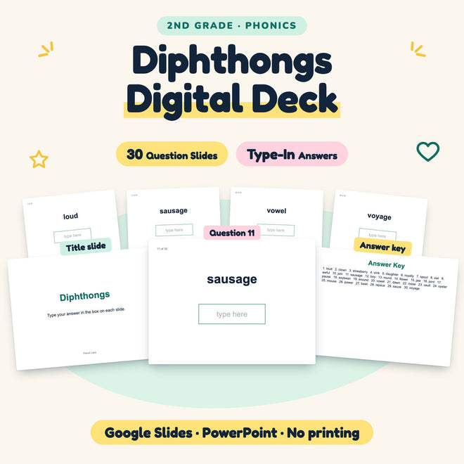 Diphthongs Digital Activity | Google Slides, 2nd Grade — cover