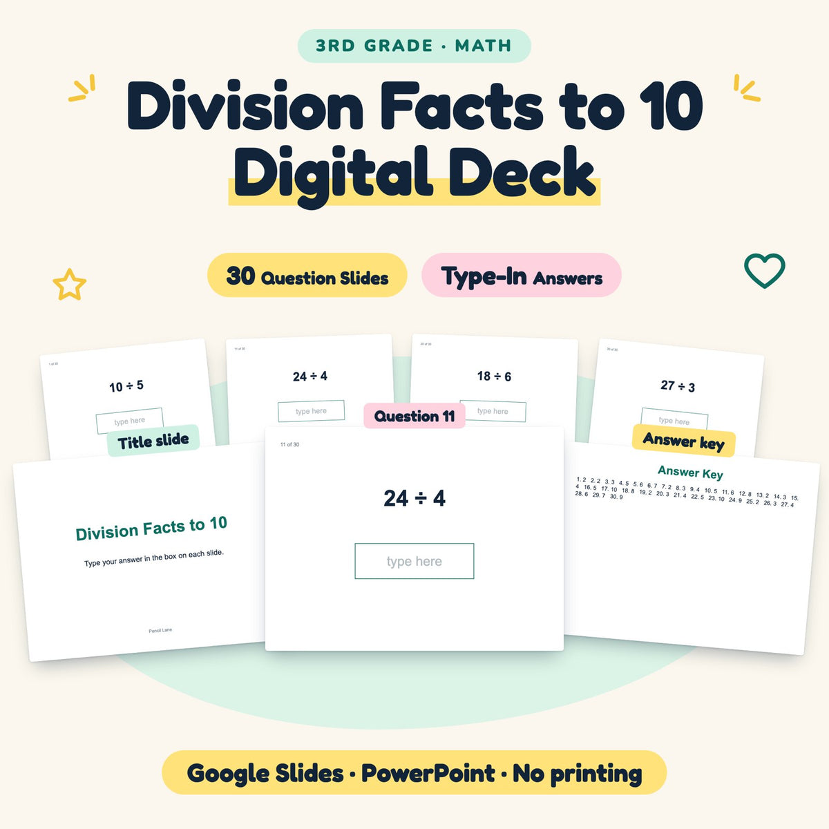 Division Facts to 10 Digital Activity | 3rd Grade — cover