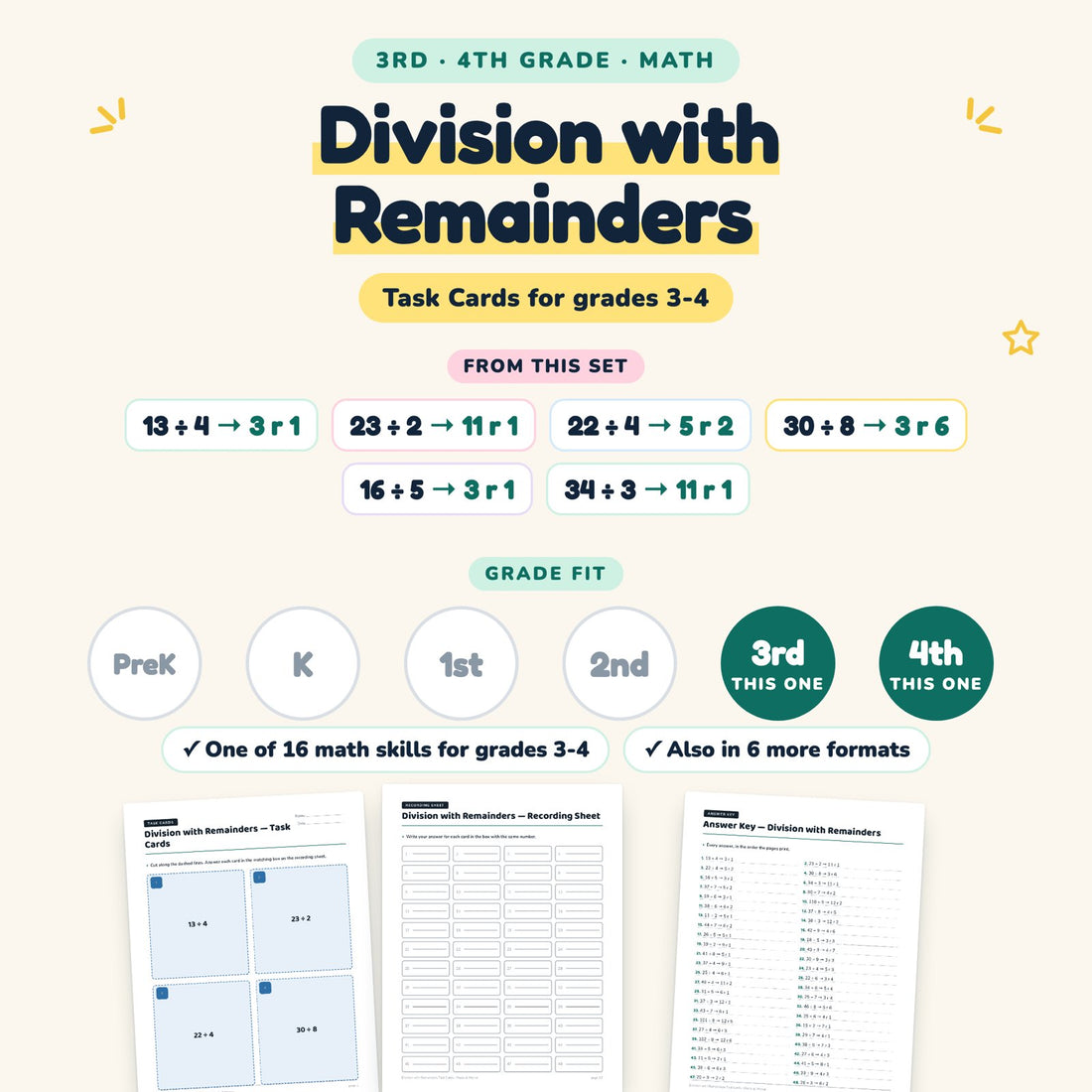 Division with Remainders: skill and grade fit