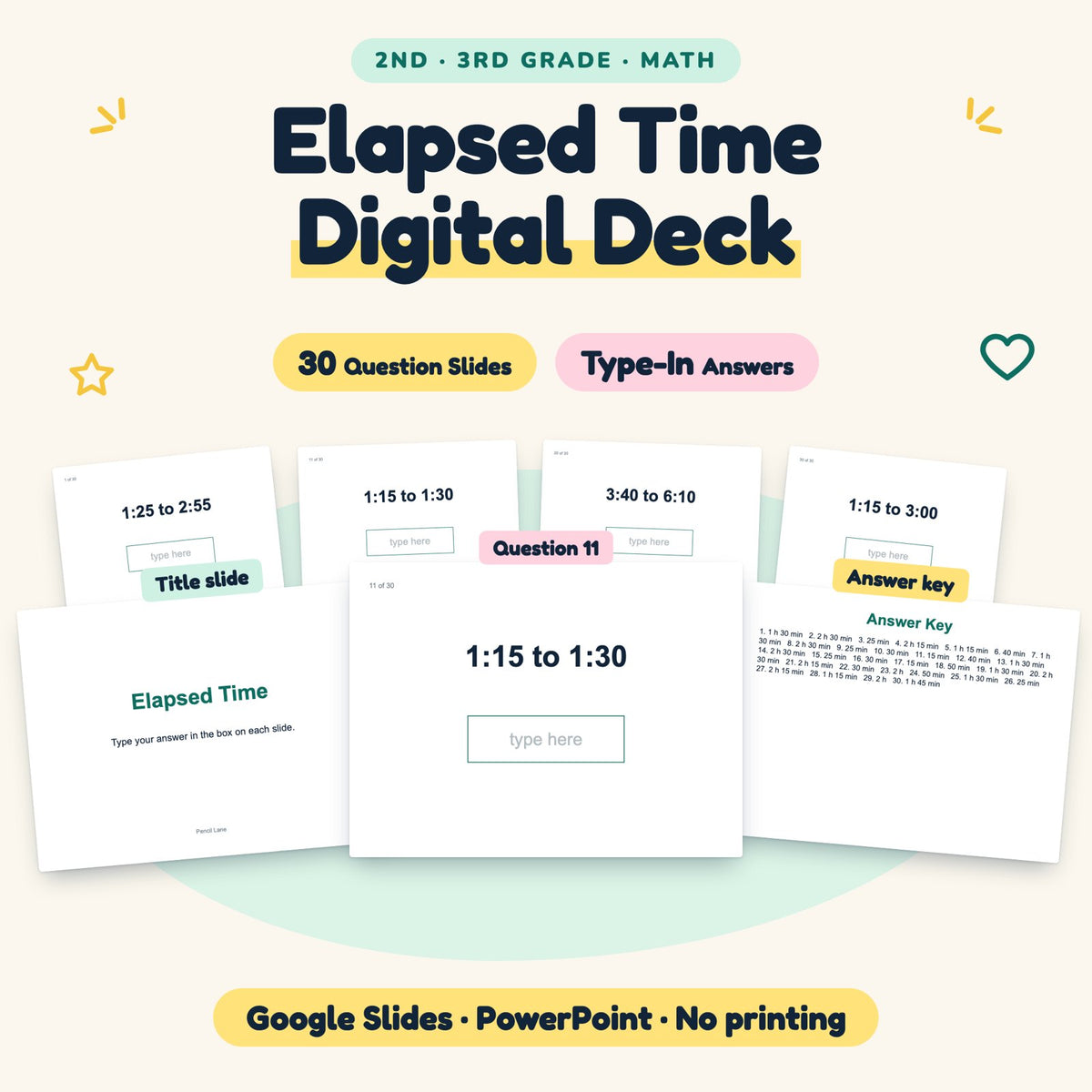 Elapsed Time Digital Activity | Google Slides, 2nd–3rd Grade — cover
