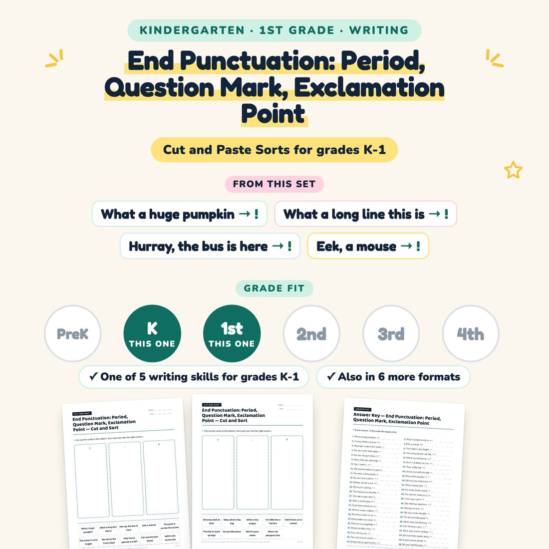 End Punctuation: Period, Question Mark, Exclamation Point: skill and grade fit