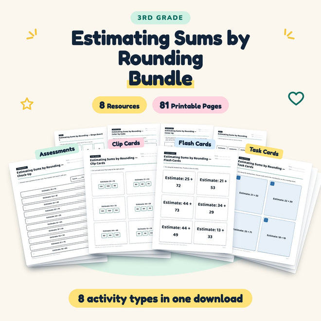 Estimating Sums by Rounding Bundle | 3rd Grade (8 Resources) — cover
