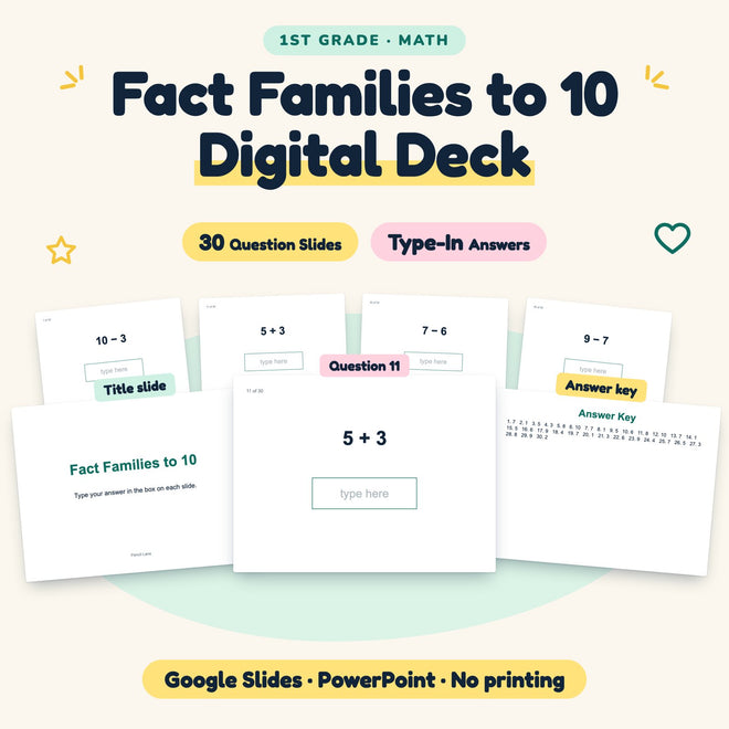 Fact Families to 10 Digital Activity | 1st Grade — cover