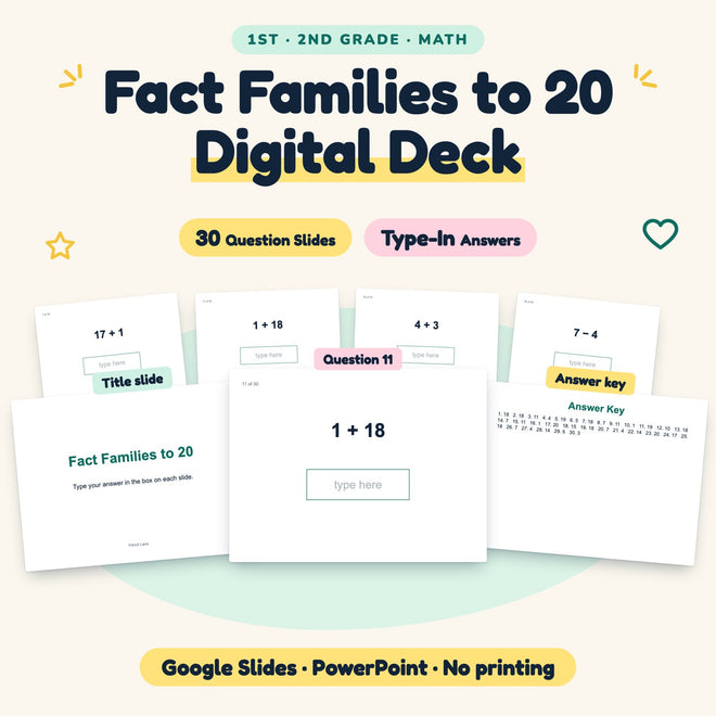 Fact Families to 20 Digital Activity | 1st–2nd Grade — cover