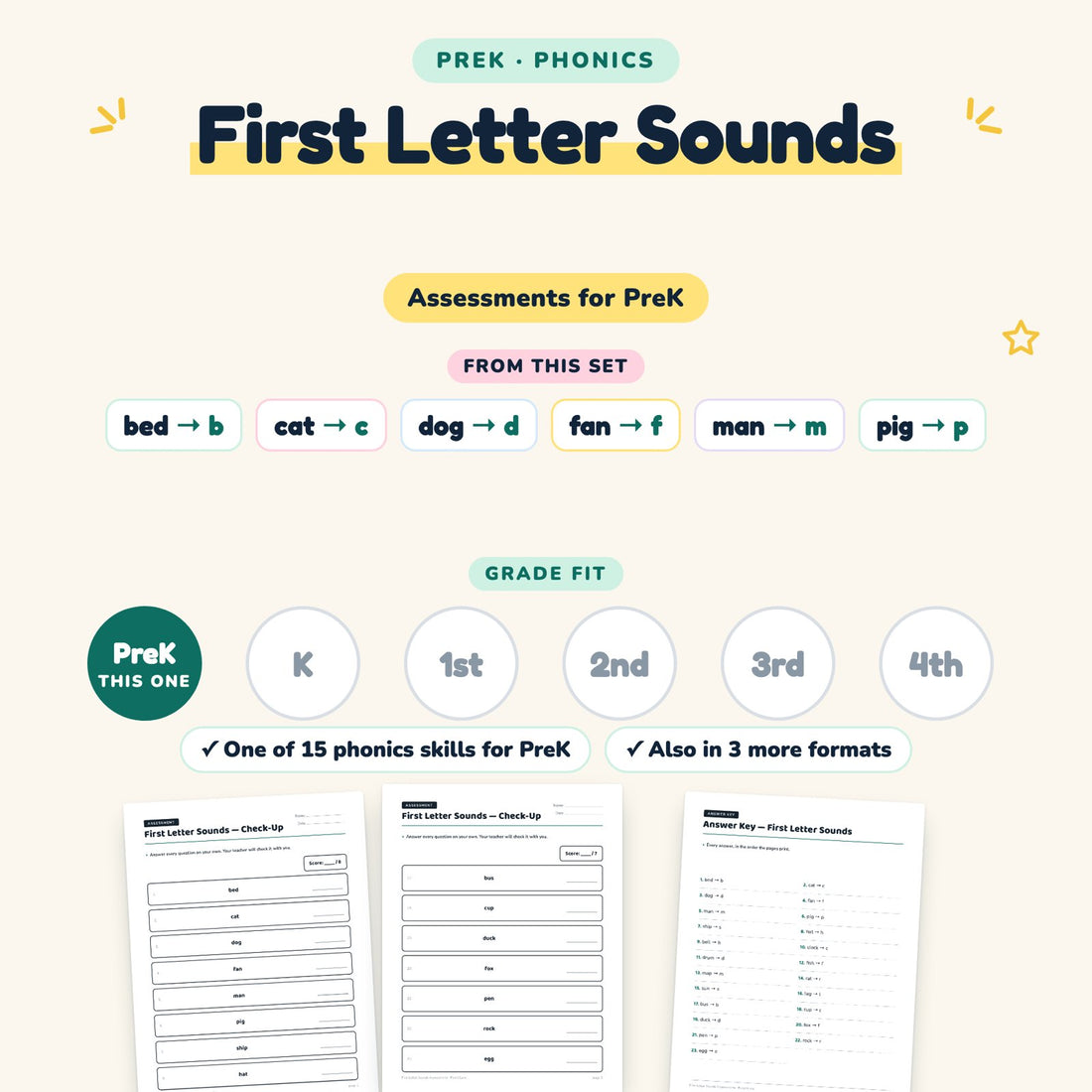First Letter Sounds: skill and grade fit
