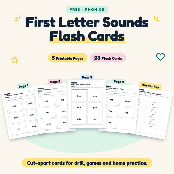 First Letter Sounds Flash Cards | Preschool (23 Cards) — cover