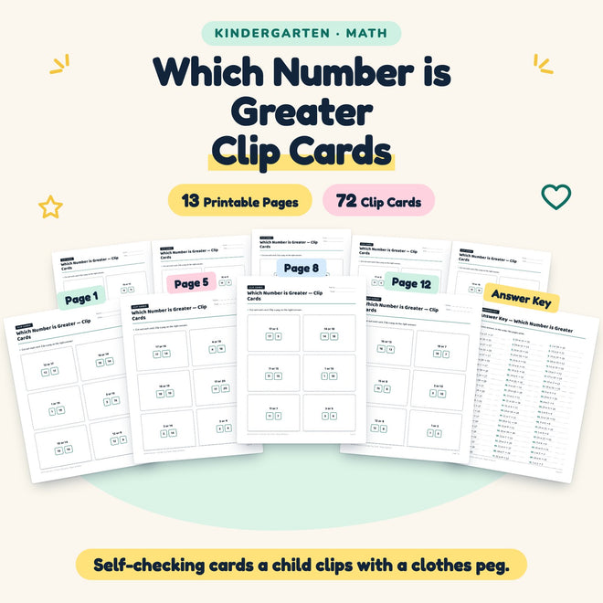 Which Number is Greater Clip Cards | Kindergarten (72 Cards) — cover