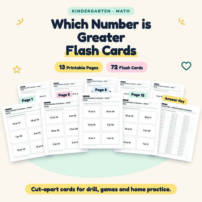 Which Number is Greater Flash Cards | Kindergarten Math — cover