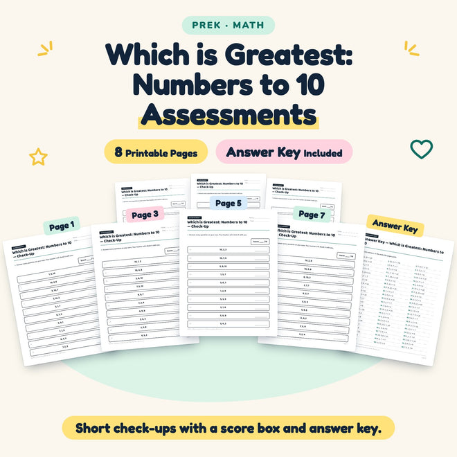 Which is Greatest Assessments | Preschool Math (6 Pages) — cover