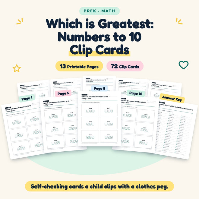 Which is Greatest Clip Cards | Preschool Math (48 Cards) — cover