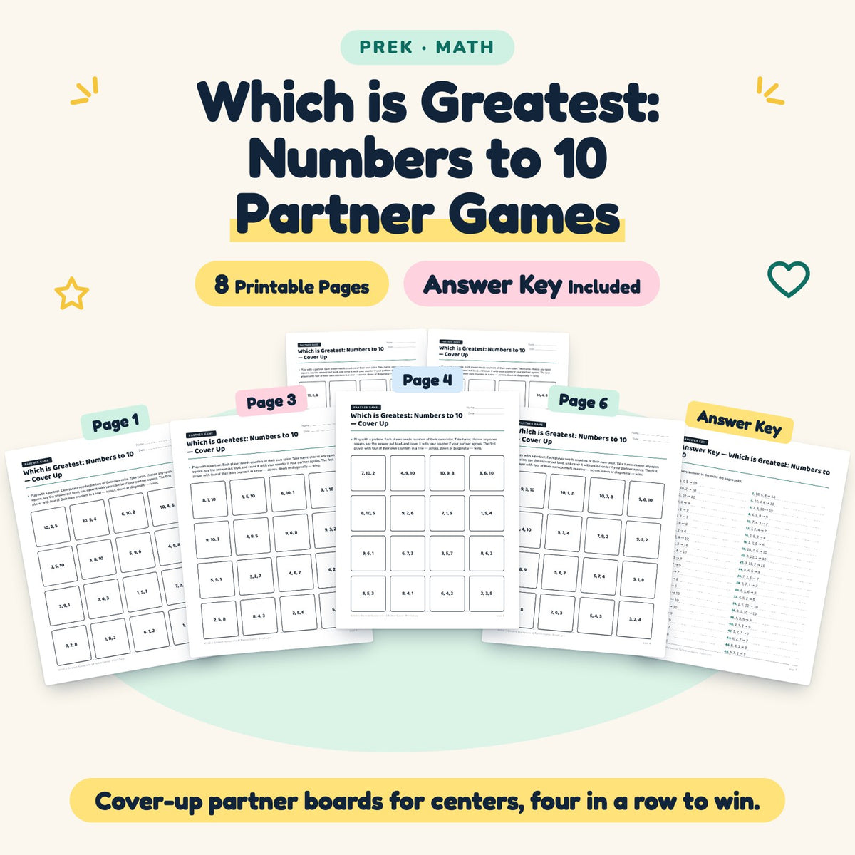 Which is Greatest Partner Games | Preschool Math (4 Pages) — cover