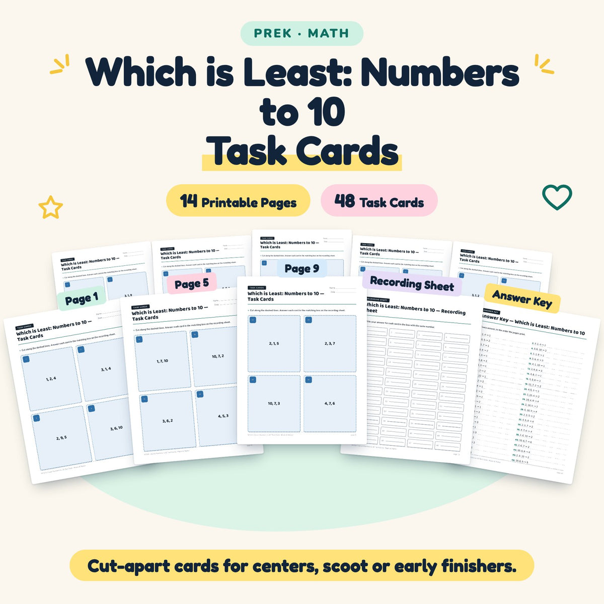 Which is Least Task Cards | Preschool Math (48 Cards) — cover