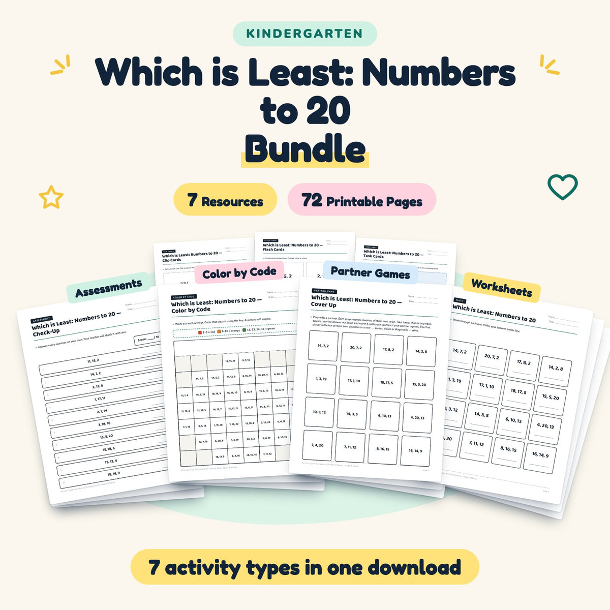 Which is Least Bundle | Kindergarten (7 Resources, 50 Pages) — cover