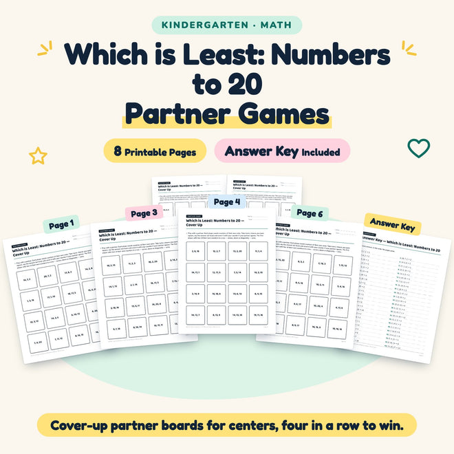 Which is Least Partner Games | Kindergarten Math (4 Pages) — cover