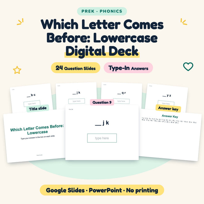 Which Letter Comes Before: Lowercase Digital | Preschool — cover