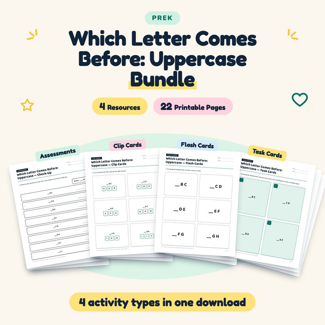 Which Letter Comes Before: Uppercase Bundle | Preschool — cover