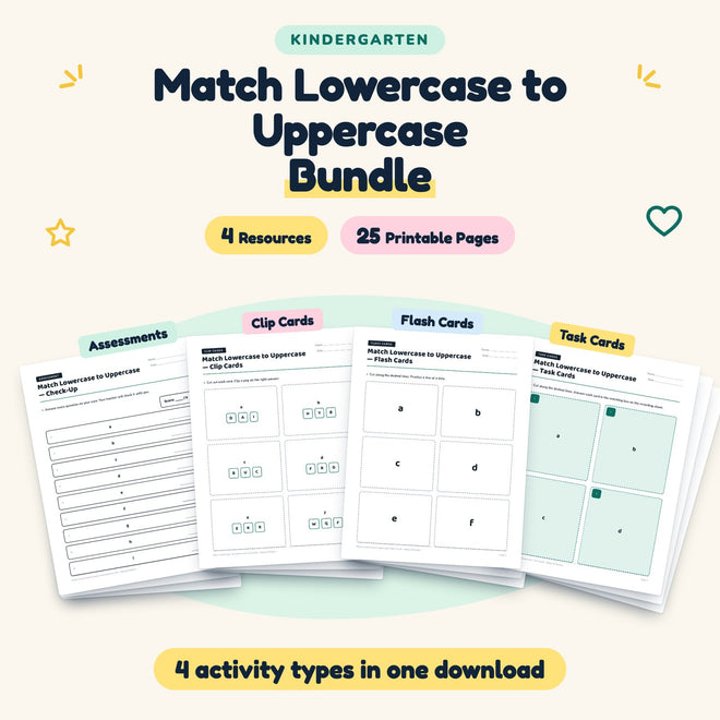 Match Lowercase to Uppercase Bundle | Kindergarten Phonics — cover