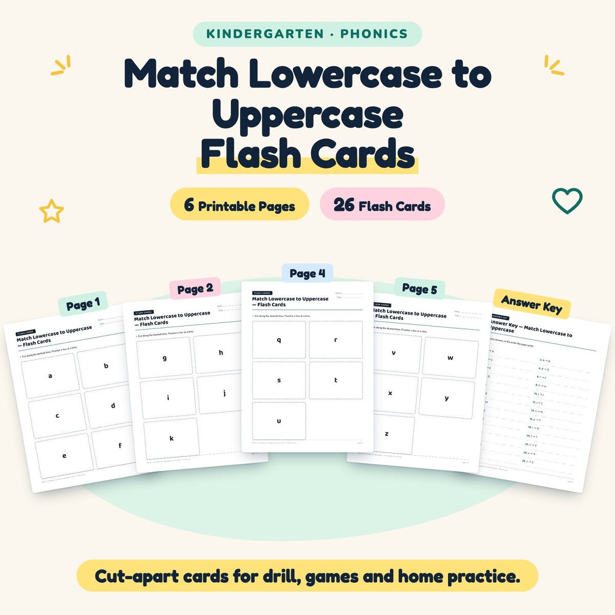 Match Lowercase to Uppercase Flash Cards | Kindergarten — cover