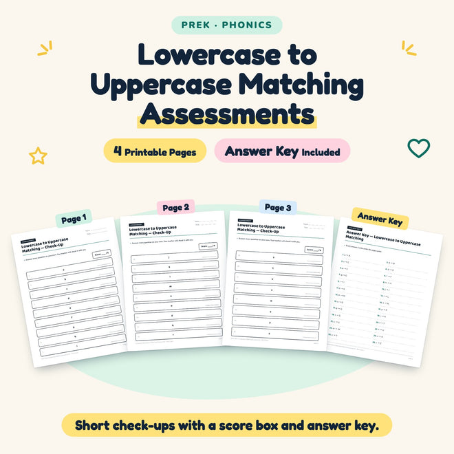 Lowercase to Uppercase Matching Assessments | Preschool — cover