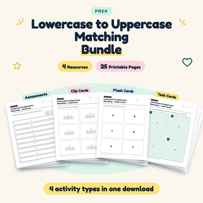 Lowercase to Uppercase Matching Bundle | Preschool Phonics — cover