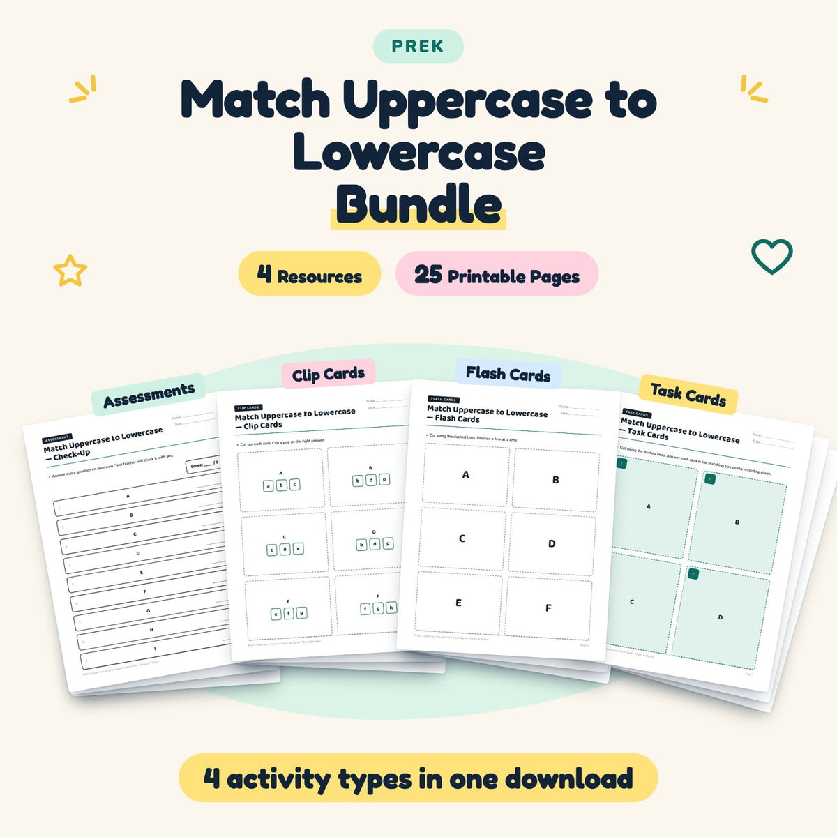 Match Uppercase to Lowercase Bundle | Preschool Phonics — cover
