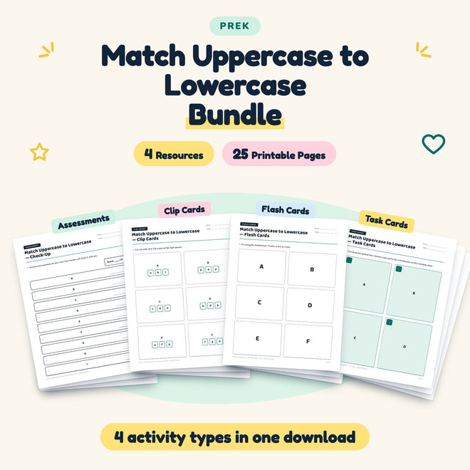Match Uppercase to Lowercase Bundle | Preschool Phonics — cover