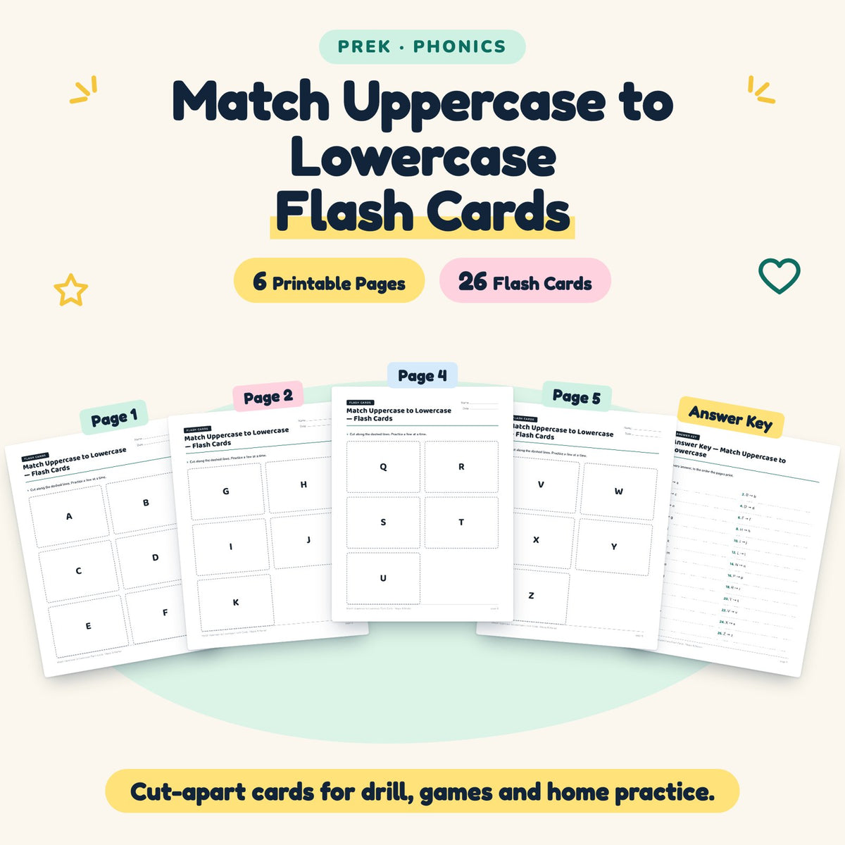 FREE Match Uppercase to Lowercase Flash Cards | Preschool — cover