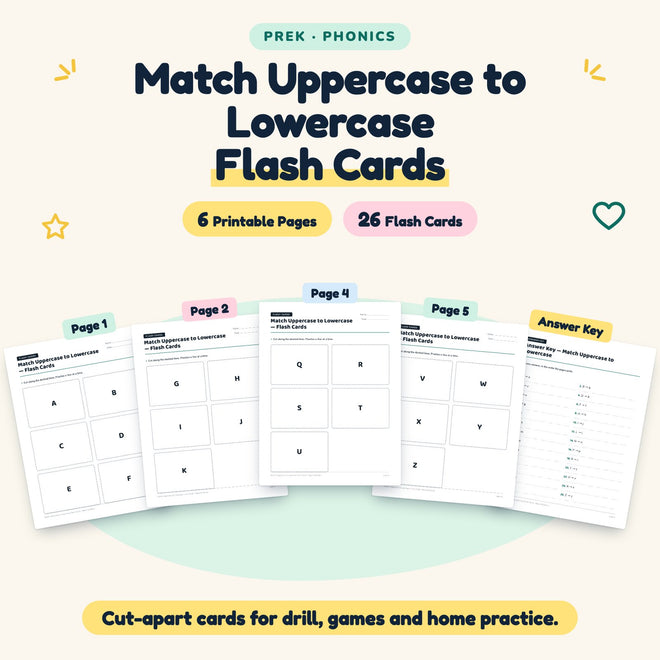 FREE Match Uppercase to Lowercase Flash Cards | Preschool — cover