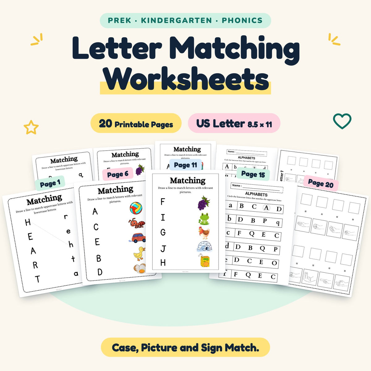 Letter Matching Worksheets — cover