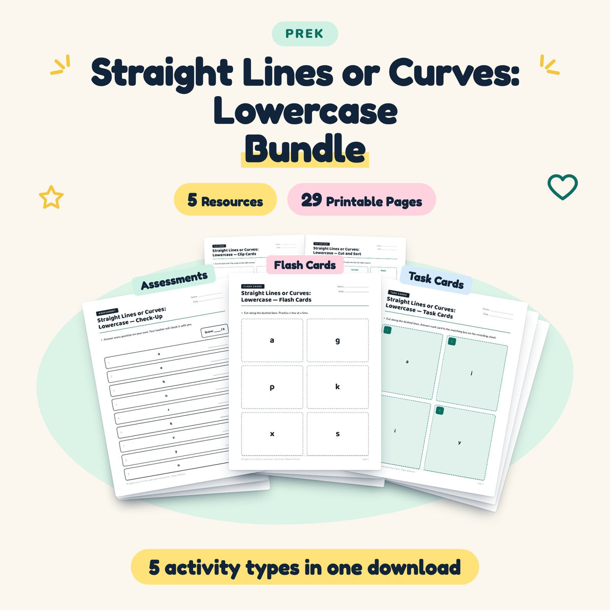 Straight Lines or Curves: Lowercase Bundle | Preschool — cover